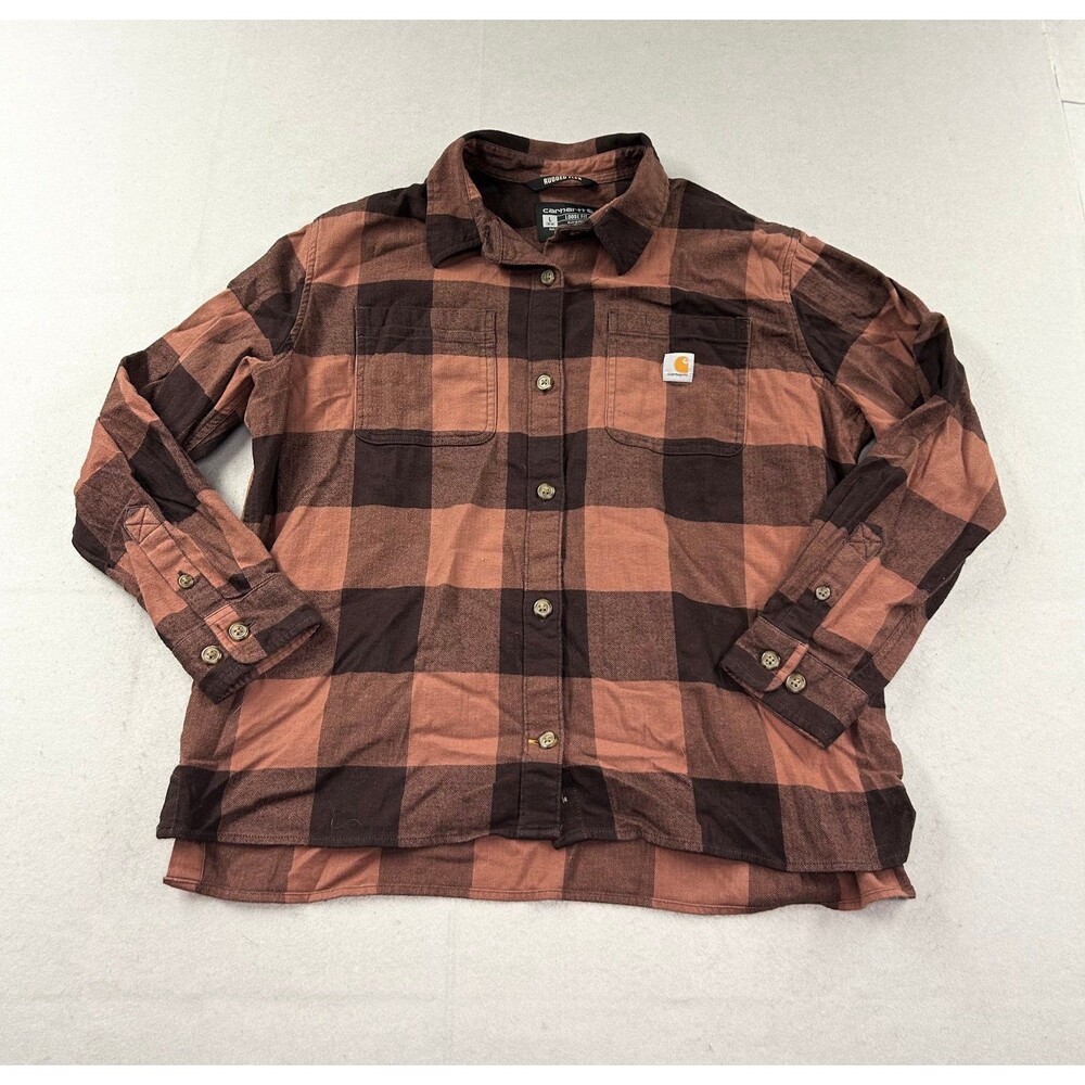 Carhartt Rugged Flex Midweight Flannel Long Sleeve Plaid Shirt Womens Large